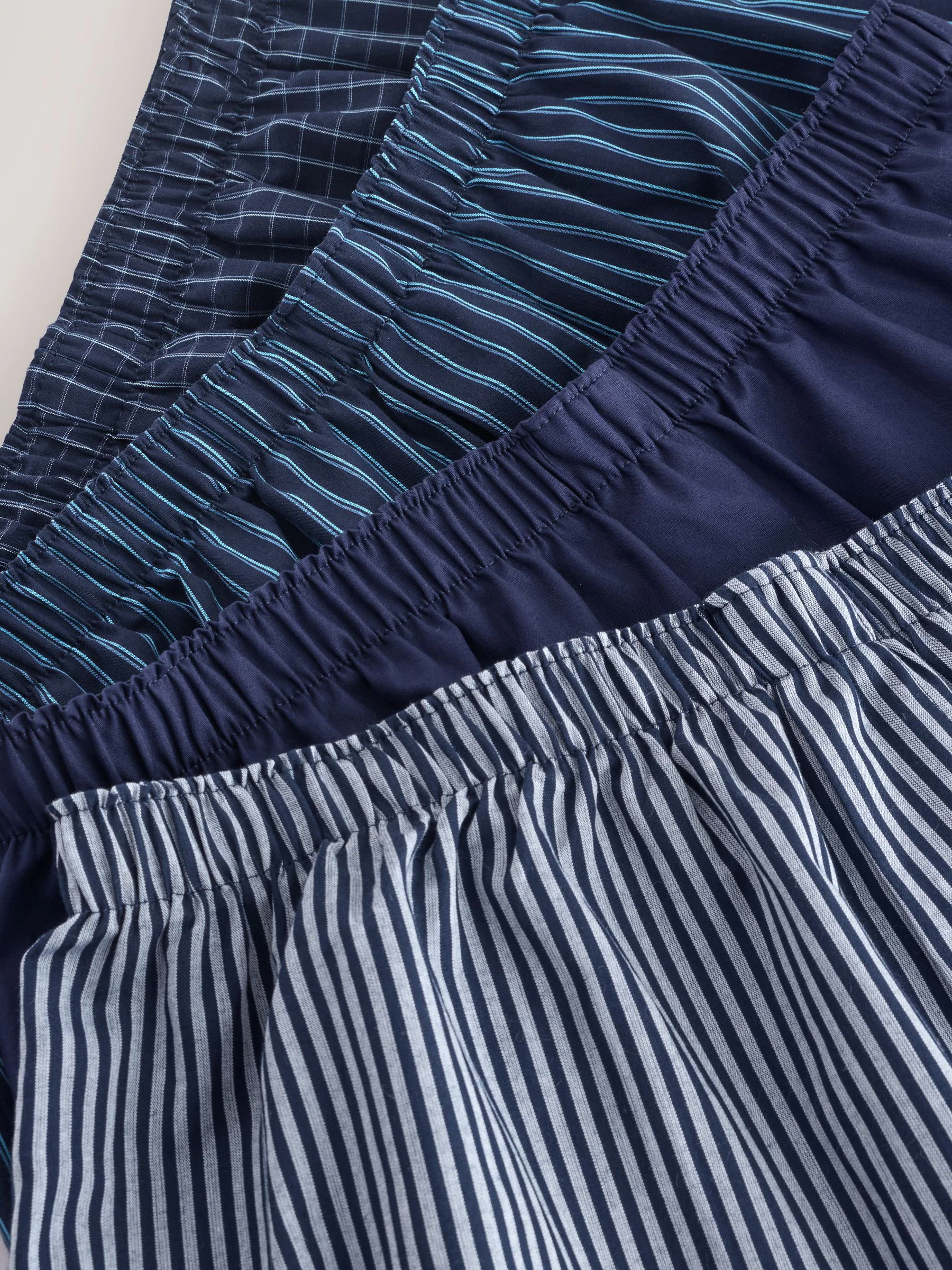 Marineblauw gemengd patroon - Verpakking van 4 - Geweven boxershorts van puur katoen