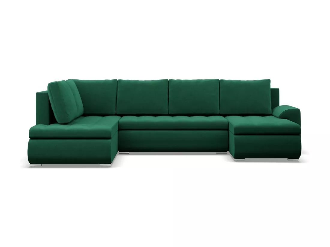 Canapé d'angle en U avec fonction sommeil, Ottoman, Bleu foncé