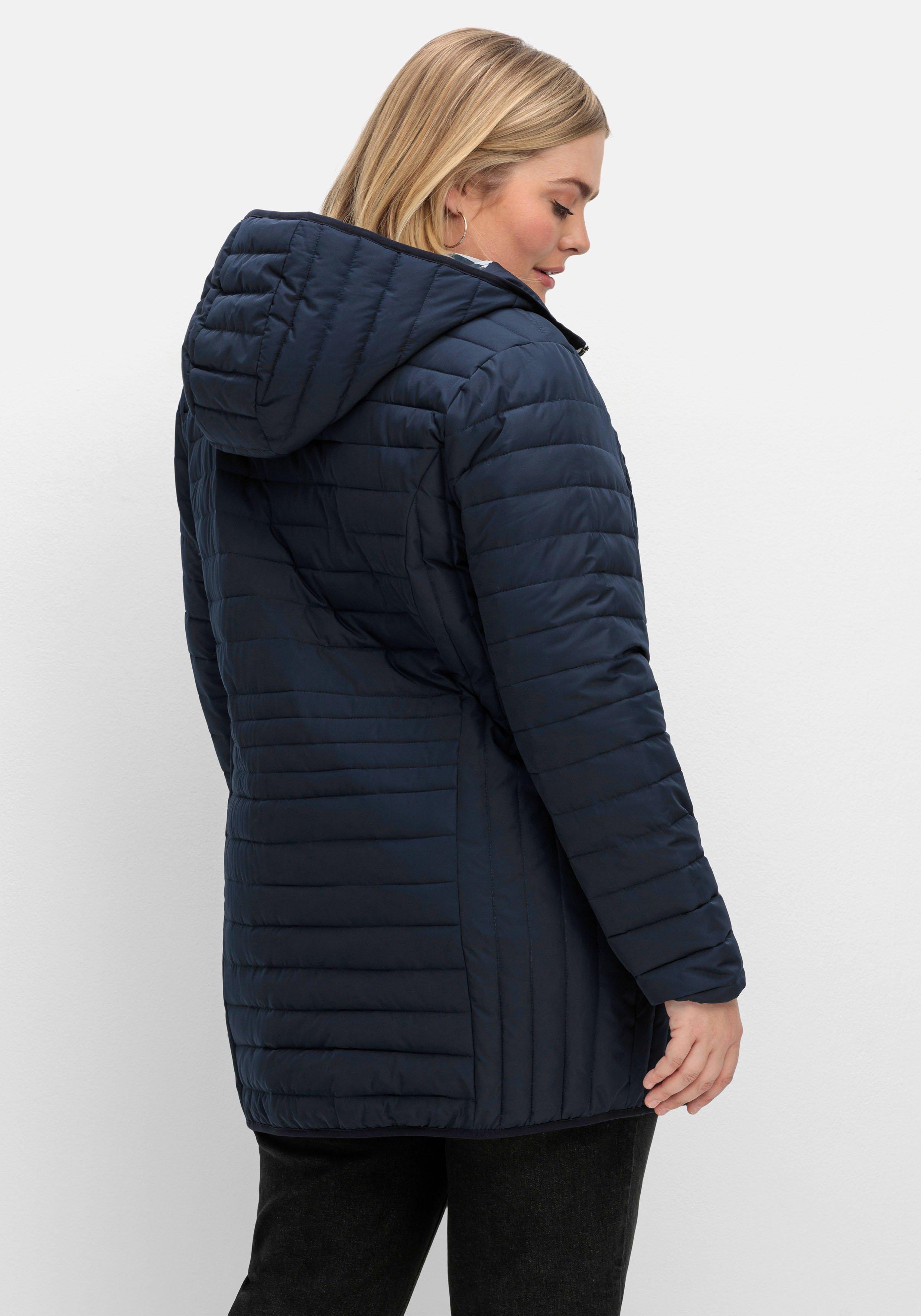 Leicht wattierte Longsteppjacke mit Kapuze