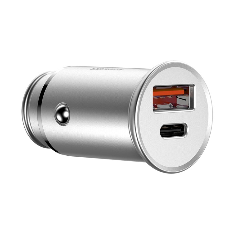 (30W) USB C / USB A Alu Auto KFZ Ladegerät - Silber