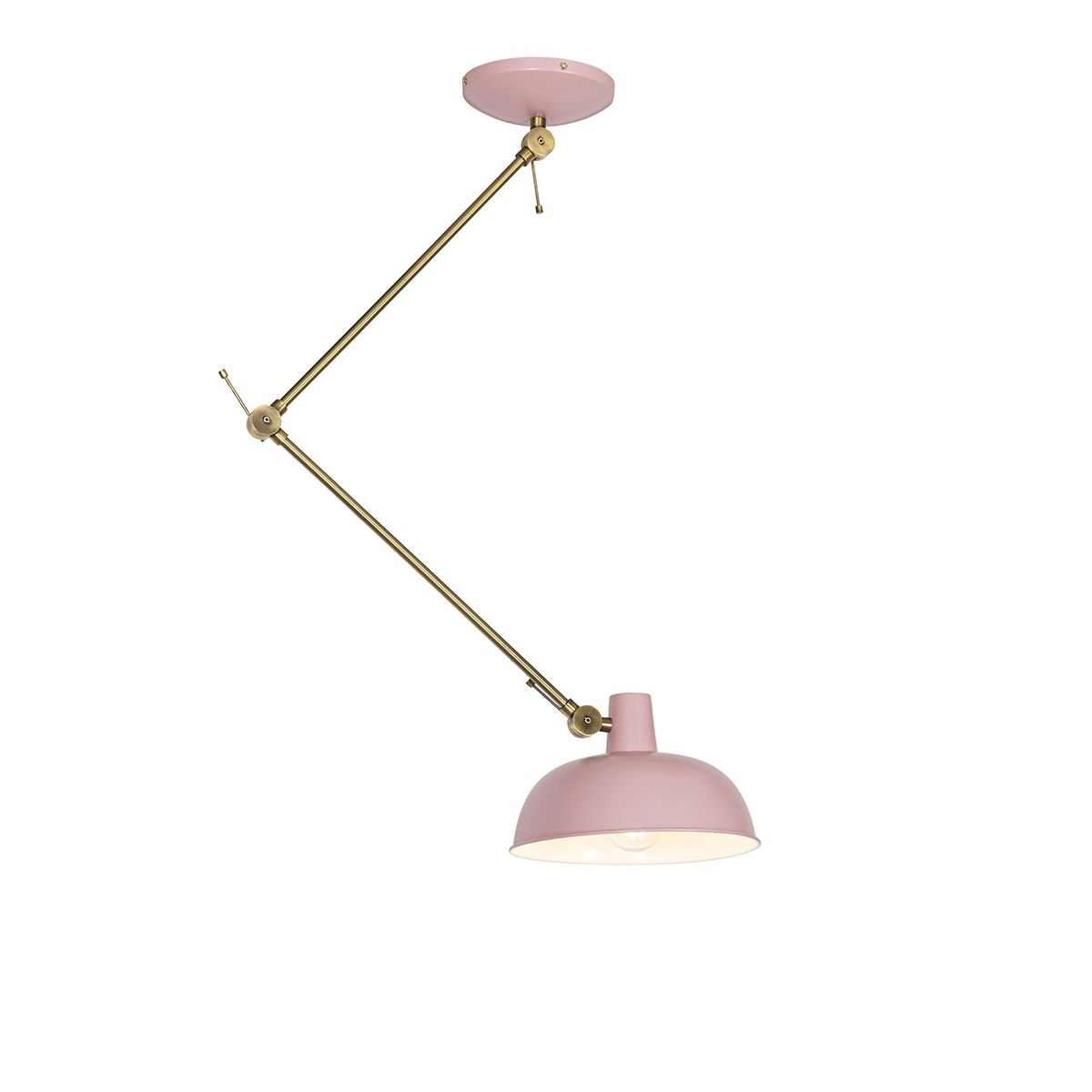 Retro plafondlamp roze met brons - Milou