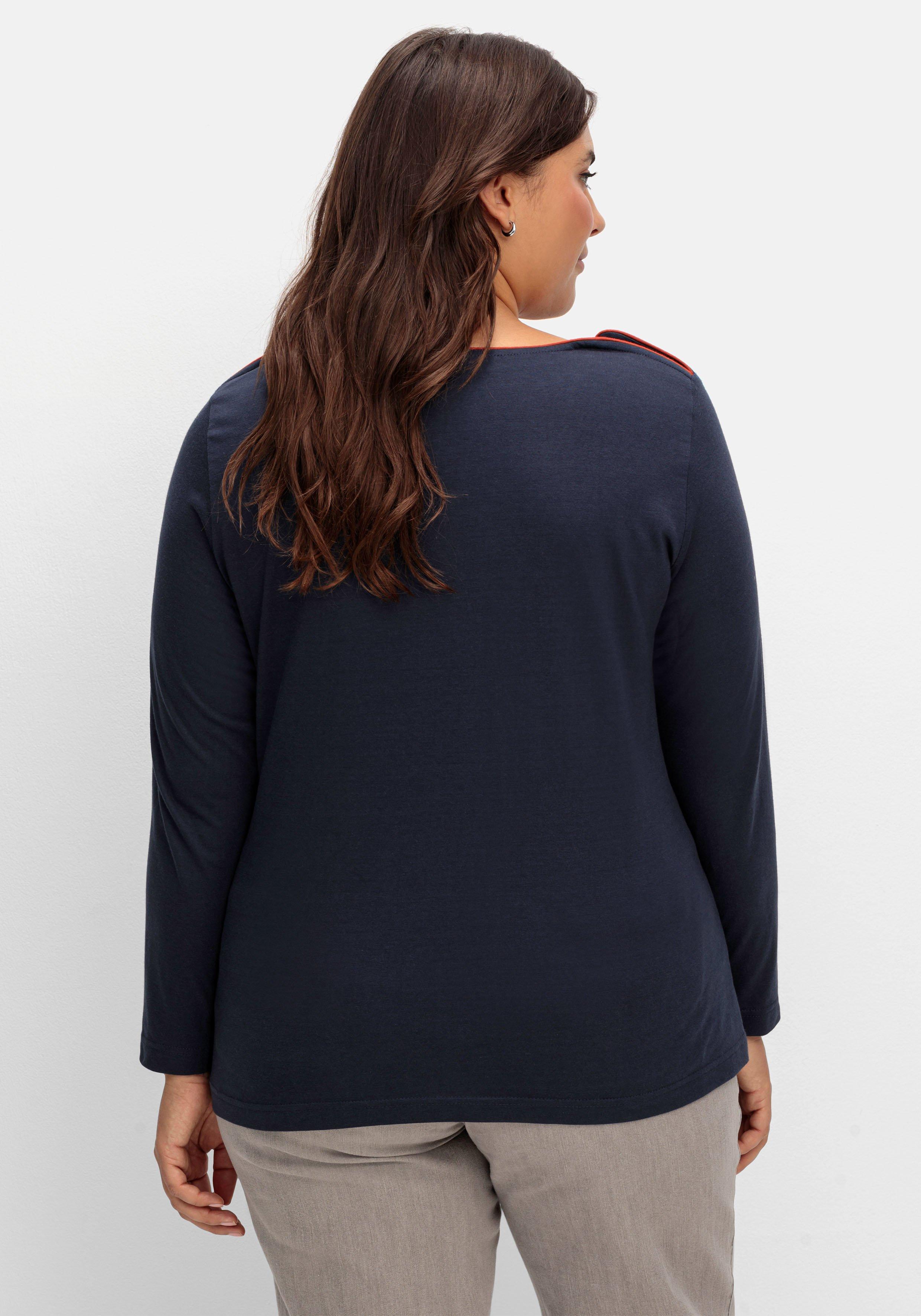 Langarmshirt mit Kontrastpaspeln