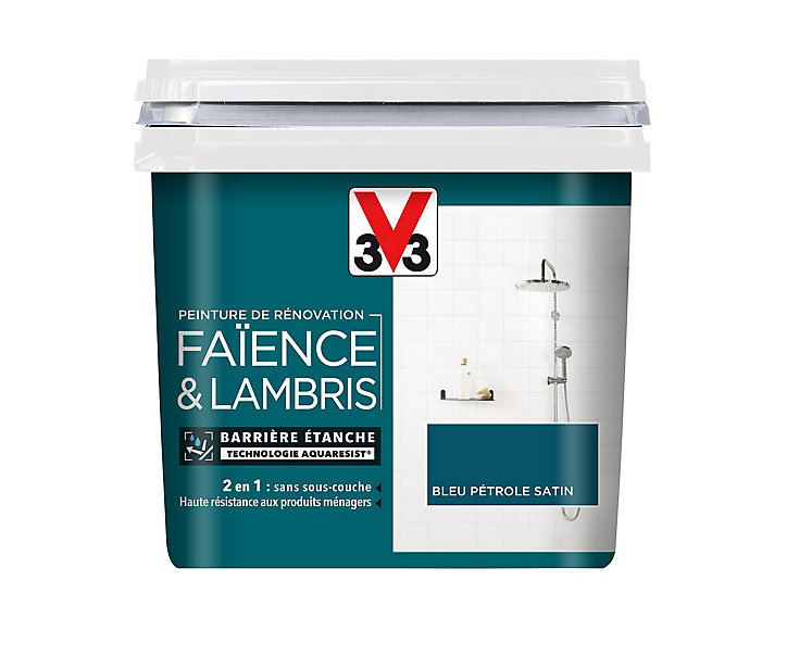 Peinture de rénovation faïence et lambris V33 bleu pétrole satin 750ml