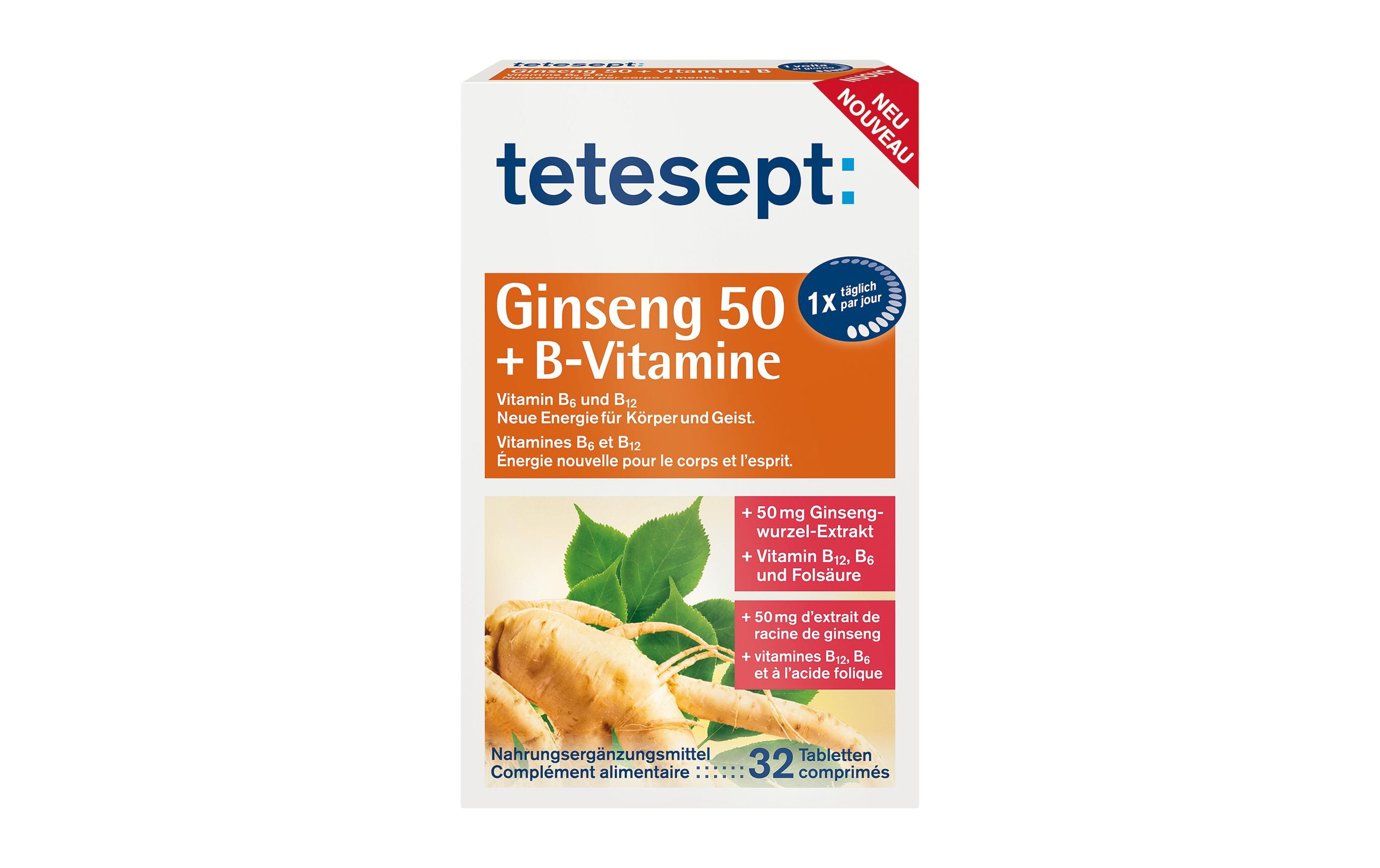 Ginseng 50 + B-Vitamine 32 TablettenVitalisierende Tabletten mit Ginseng
