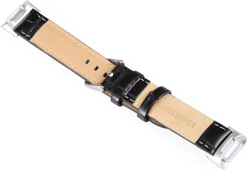 Fitbit - Charge 5 & 6 - Bandje - Echt Leer - Zwart - Crocodile