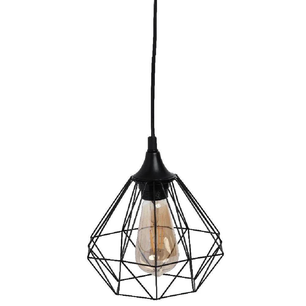 Luminaire à suspension filaire noir ampoule ocre
