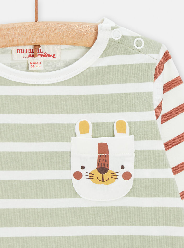 T-shirt rayé à manches longues et contrastées pour bébé garçon