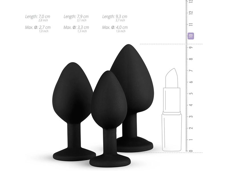Easytoys Anal Plug aus Silikon mit Diamant Schwarz Sexspielzeug Kollektion für die anale Stimulation
