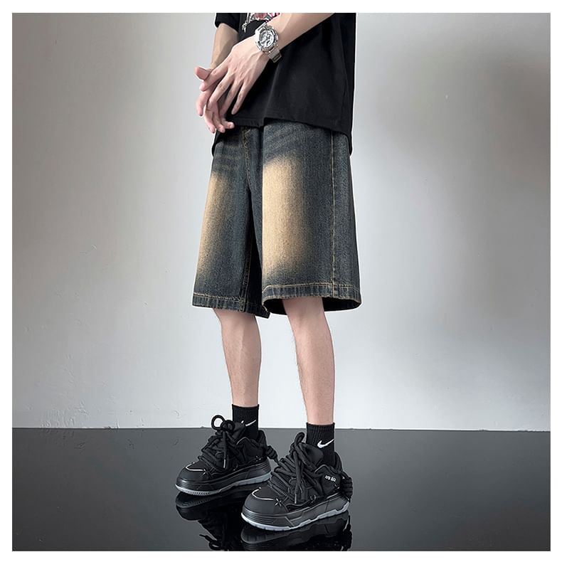 Bay Go Mall - Mid Rise Washed Denim Shorts