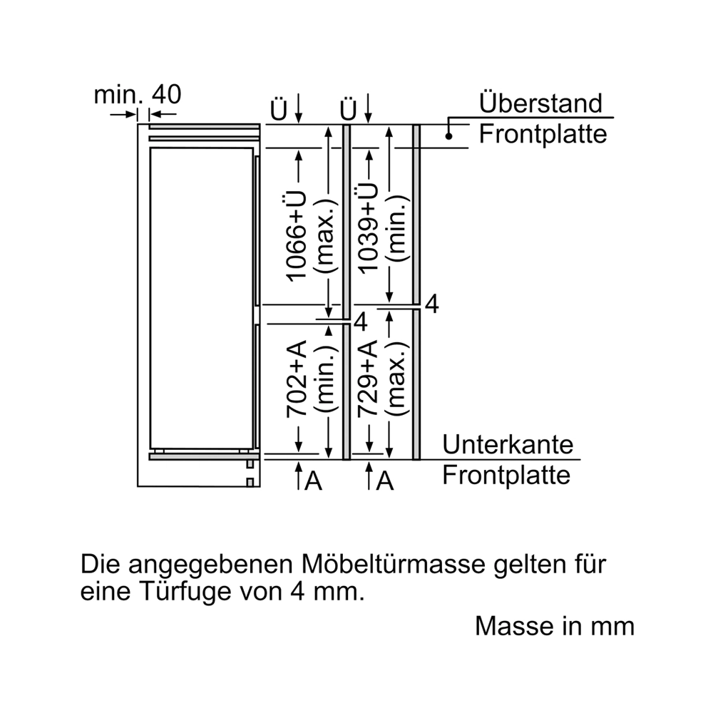 Bosch KIN86VFE0 Einbau-Kühl-Gefrier-Kombination 260 Liter