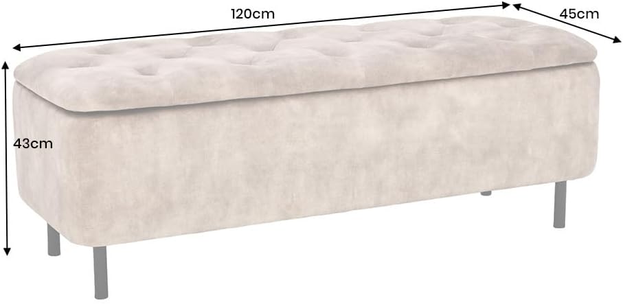 Riess Ambiente Extravagante Polsterbank EN Vogue - 120cm - grau schwarz - Samt mit Stauraum Metallbeine Sitzbank