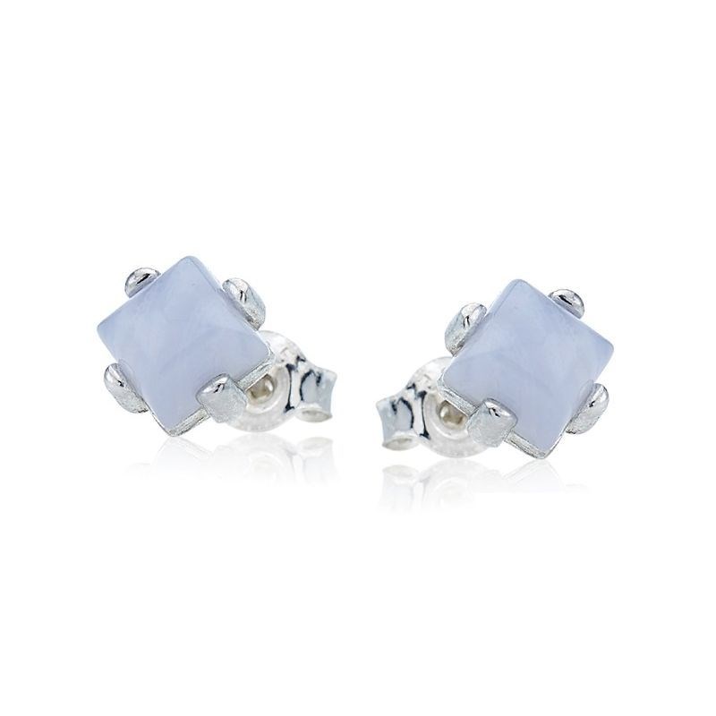 Boucle d'oreille argent 925 Agate blue lace naturelle