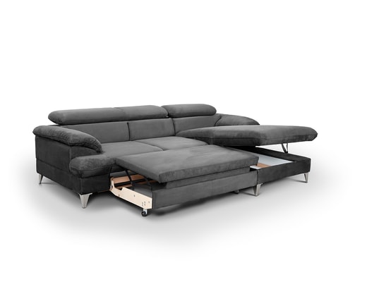 CONCEPT1 - Canapé lit David 3 places angle convertible gris 140 cm