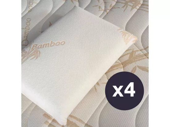 OLYMPE LITERIE | Lot de 4 oreillers 40x60 cm BAMBOO | Mousse avec mémoire de forme