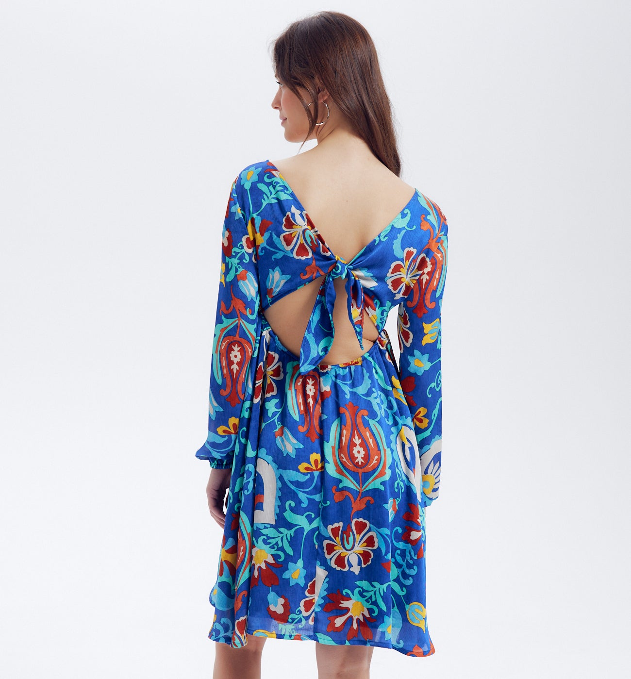 Robe courte imprimée Femme - Imprimé bleu