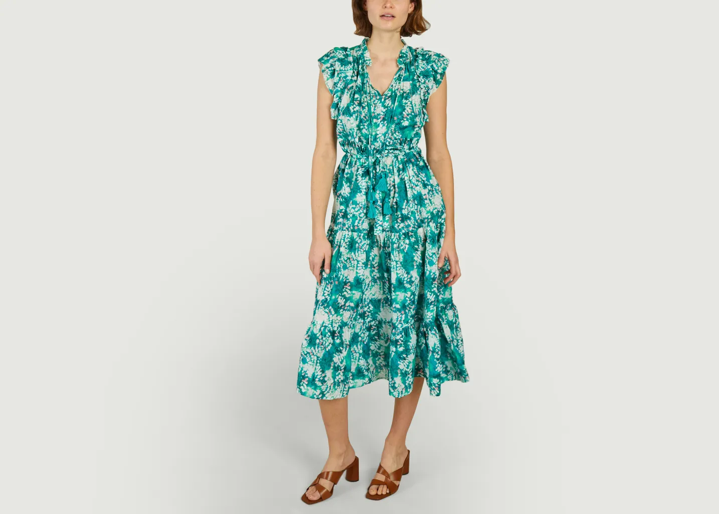 Robe midi imprimée en coton Calipso Suncoo