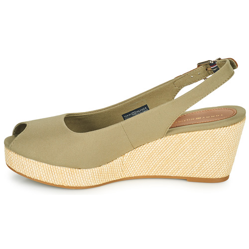 Tommy Hilfiger - ICONIC ELBA SLING BACK WEDGE - Kaki