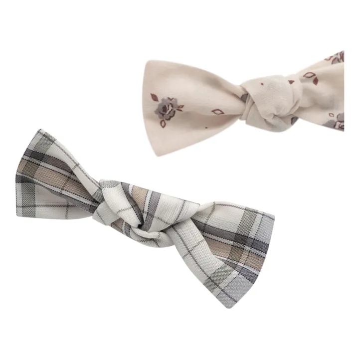Louisiella Set 2 Barrettes Viola Nœuds | Vert kaki