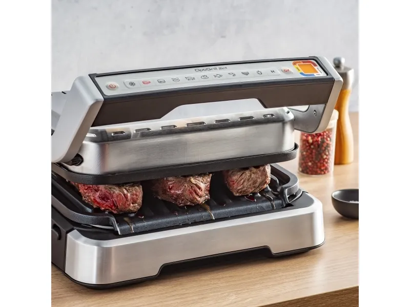 Tefal OptiGrill 2in1 GC773D, Rustfrit stål, Metal, Rektangulær, Knapper, Dreje, Stegeplade, 600 cm²