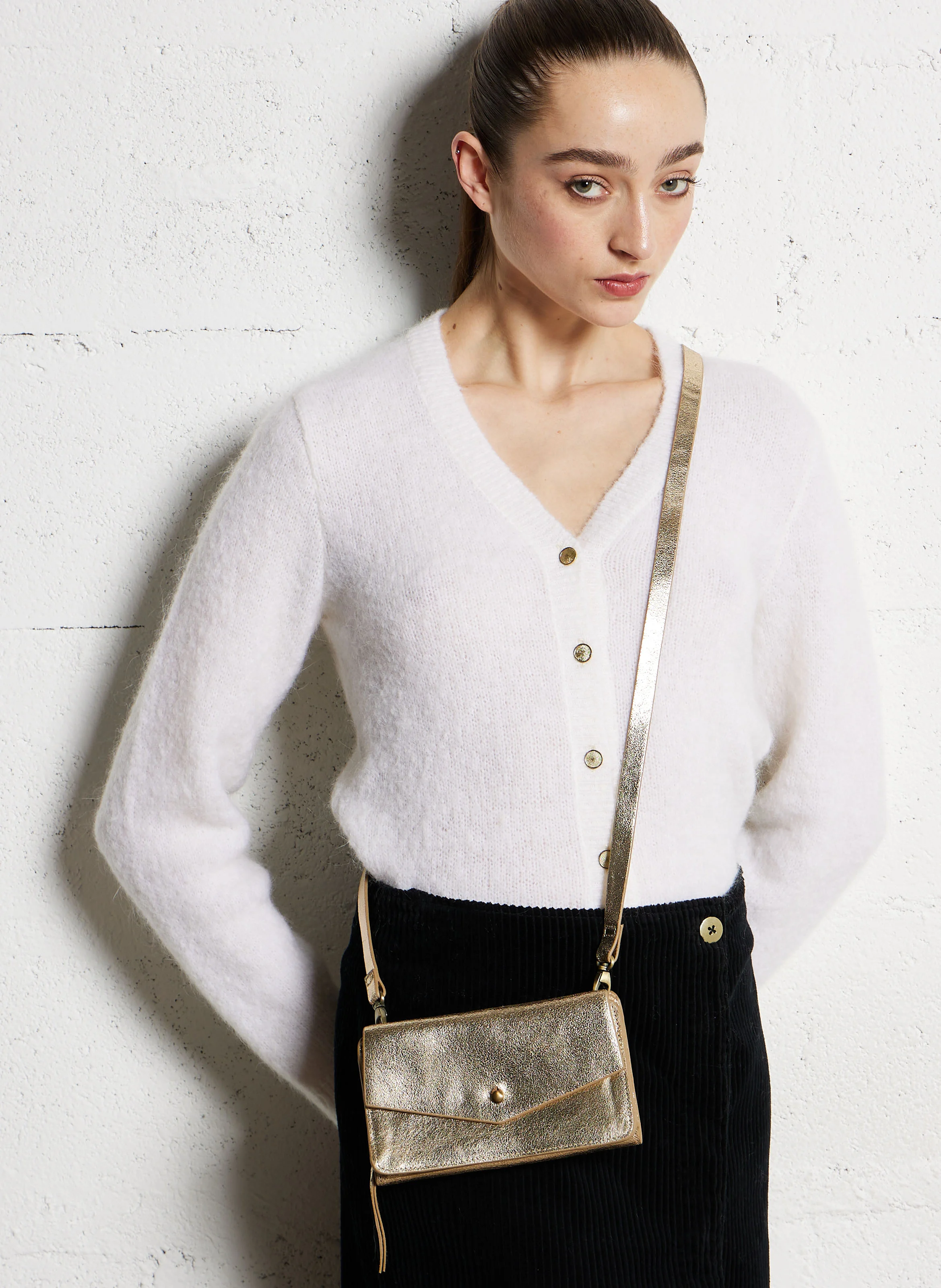 GABRIEL - Sac bandoulière en cuir | Doré