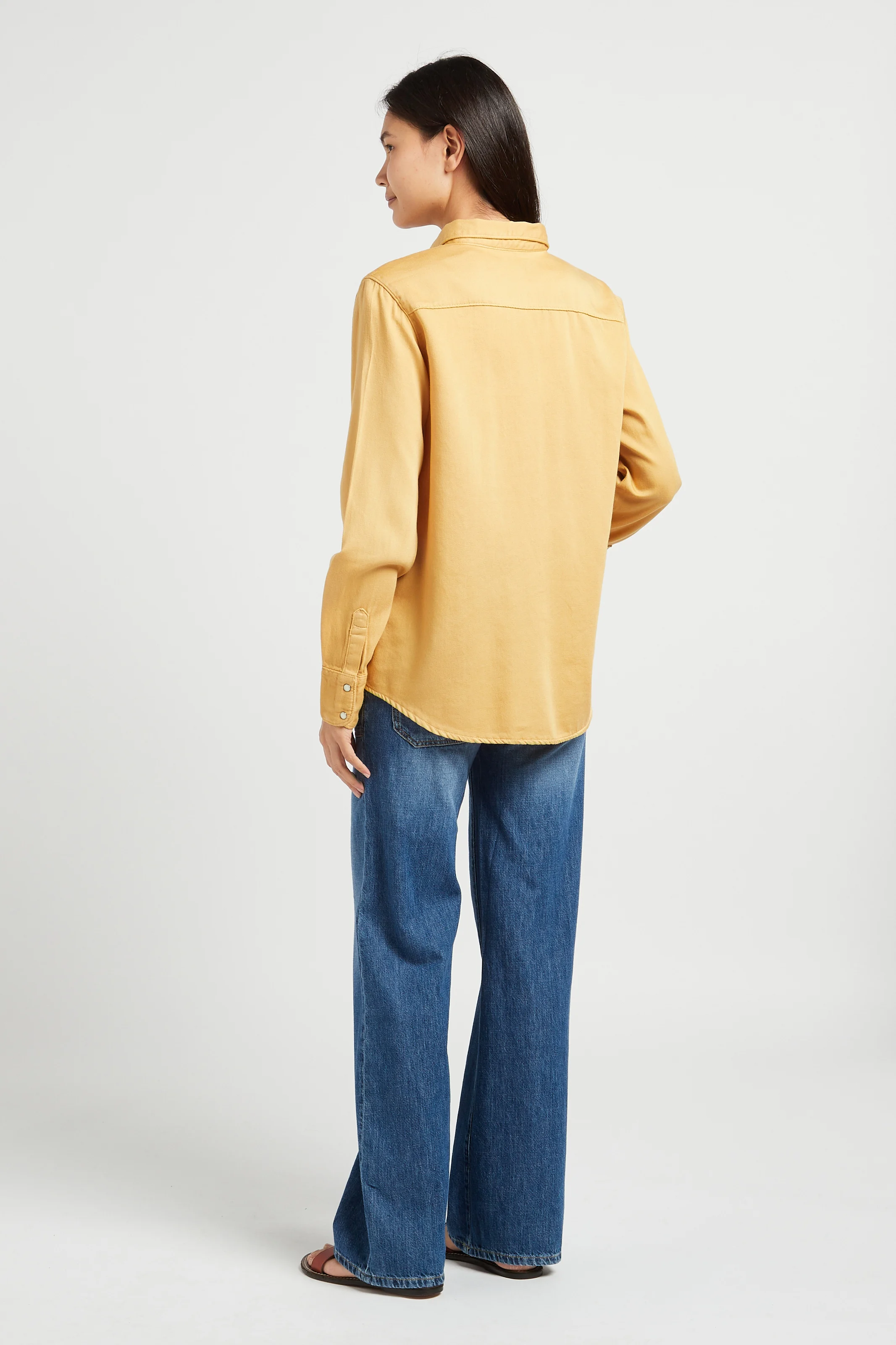 GATSBY - Jean droit en denim souple délavé| Bleu