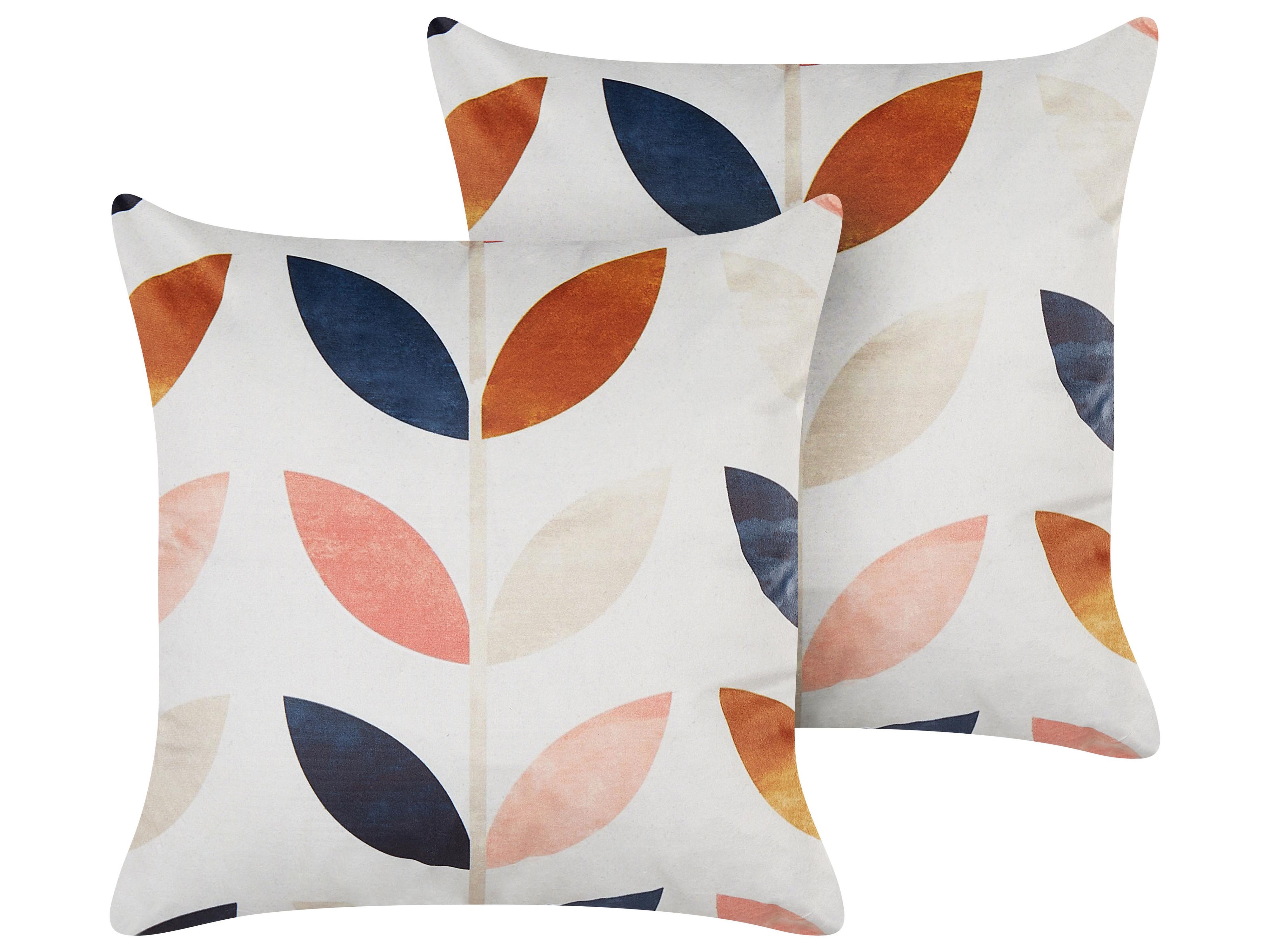 Set van 2 sierkussens QUINOA Fluweel 45 x 45 cm Meerkleurig bladpatroon