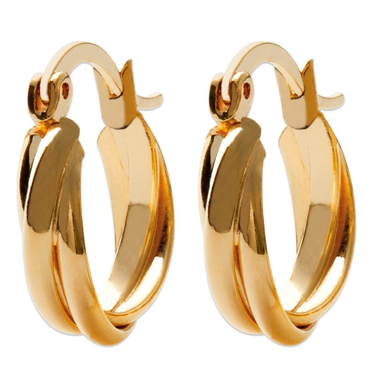Boucles d'oreilles créoles anneaux enlacés Plaqué OR 750 3 microns