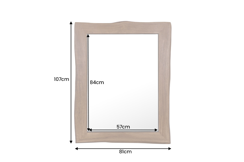 Massiver Spiegel MAMMUT 100cm braun Akazienholz Baumkante Wandspiegel