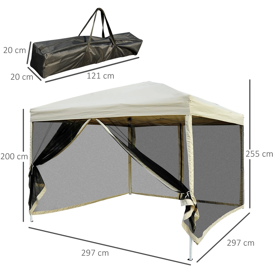 Outsunny Faltpavillon mit Seitenwänden beige