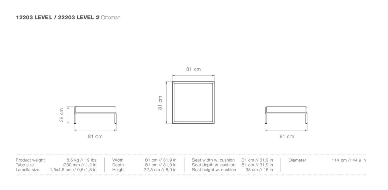Houe Level2 Ottoman voetenbank white frame Dark Grey basic