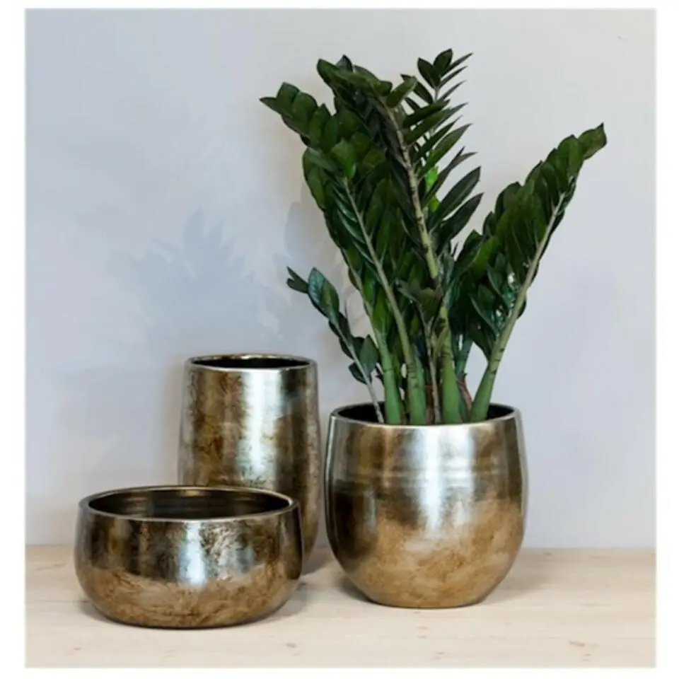 Bela Arte Plantenpot - keramiek - goud glans - D19 x H17 cm