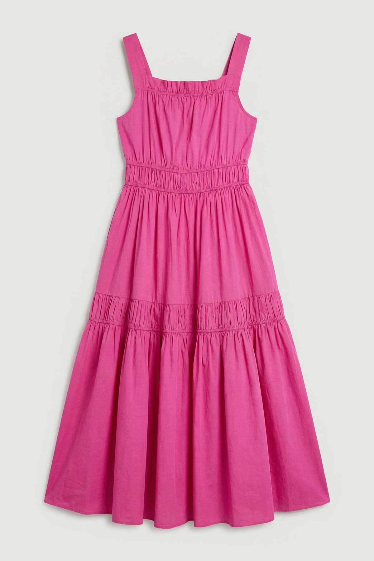 KarenMillen Robe Longue Étagée En Coton Froncé À Bretelles