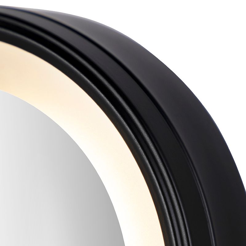 Design wandspiegel zwart incl. LED verstelbaar IP44 met trekkoord - Vicino