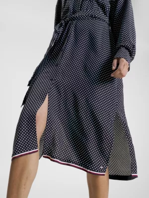 Vestido midi camisa de bolinhas