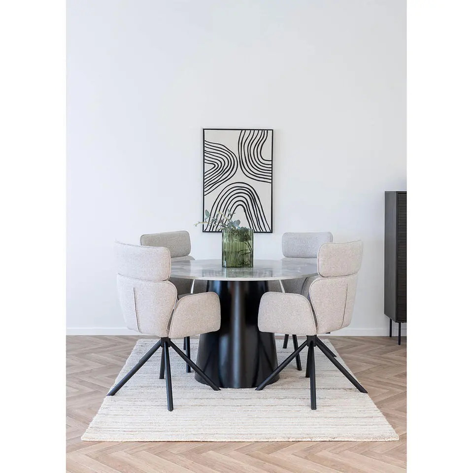 Eettafel Grijs/Zwart - Rond - 120x120x75cm - Brito