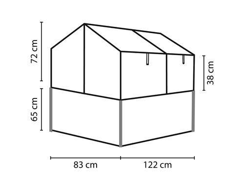 Verhoogd bed, kweekbak Gaia, enkel veiligheidsglas, 121,7 x 83,1 x 135,1 cm, zwart/graniet