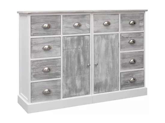 Buffet avec 10 tiroirs Gris 113x30x79 cm Bois