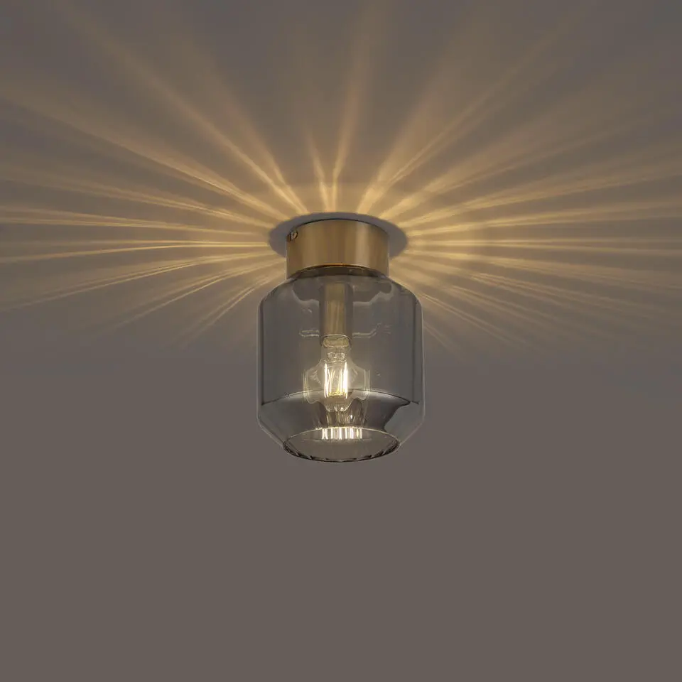 Qazqa plafondlampen stiklo goudkleurig e27