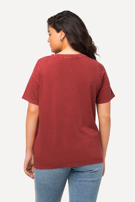 T-Shirt, College-Stickerei, Rundhals, Halbarm