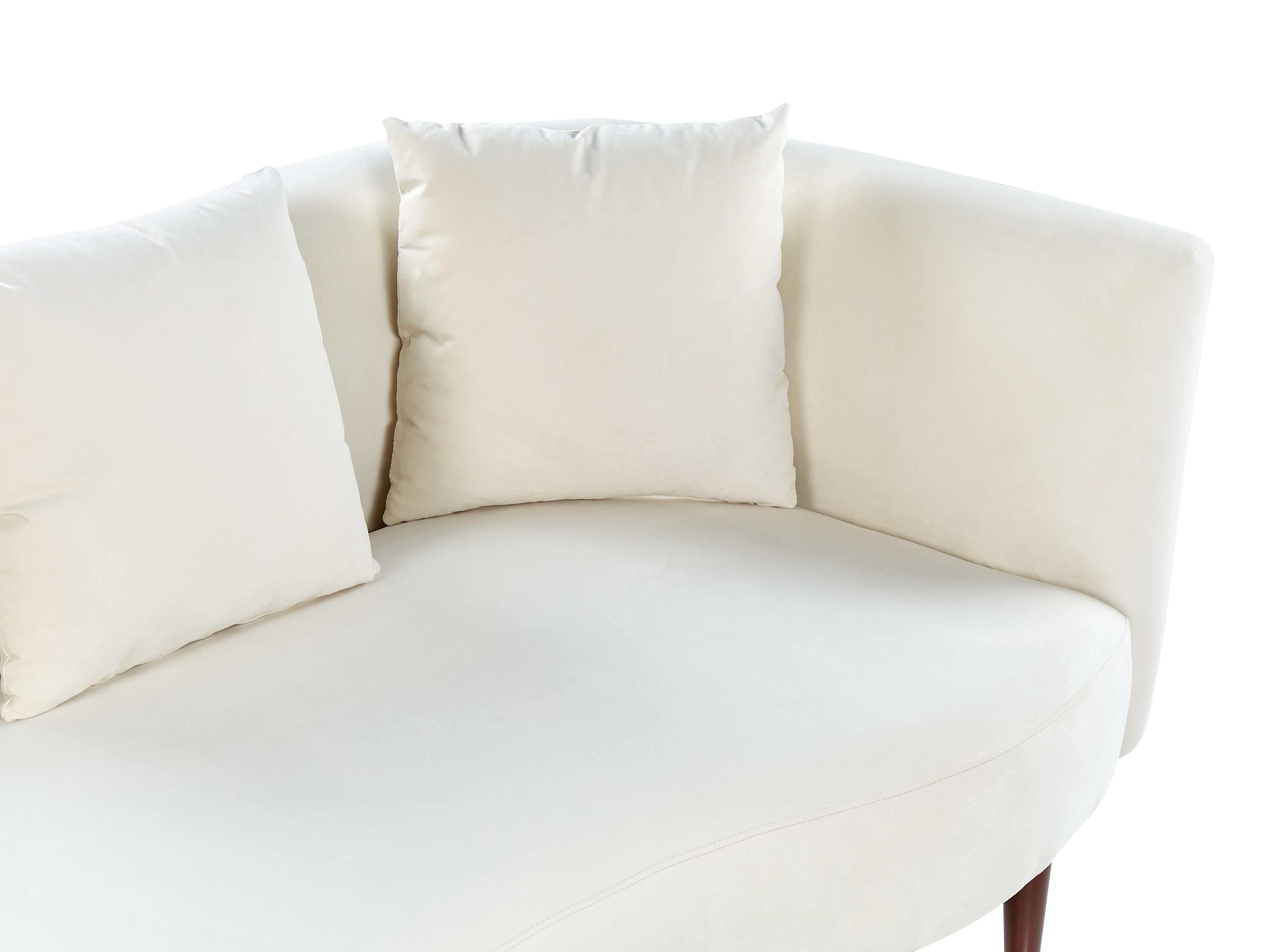 Rechtszijdige chaise longue CHAUMONT Fluweel Gebroken wit