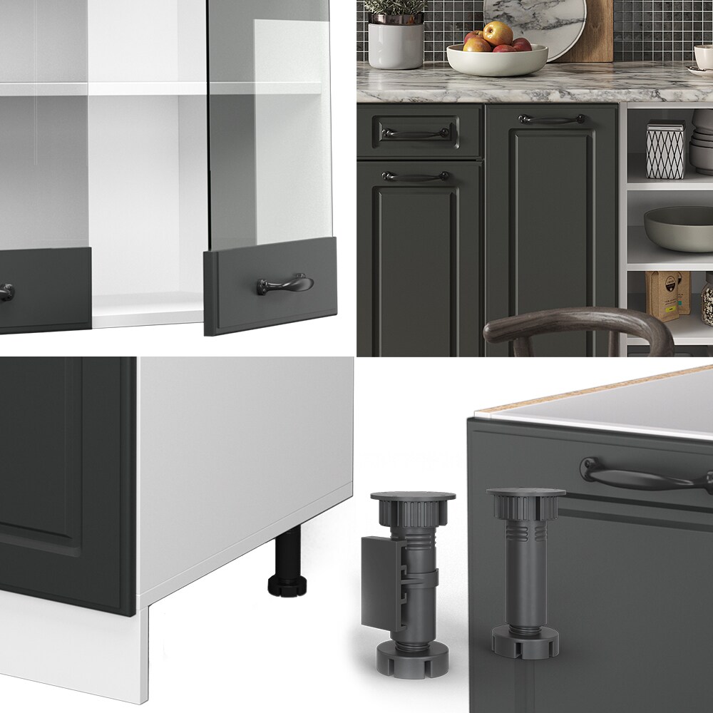 Vicco Küchenzeile Küchenblock Einbauküche R-Line 240 cm Landhaus Weiß Anthrazit Küche