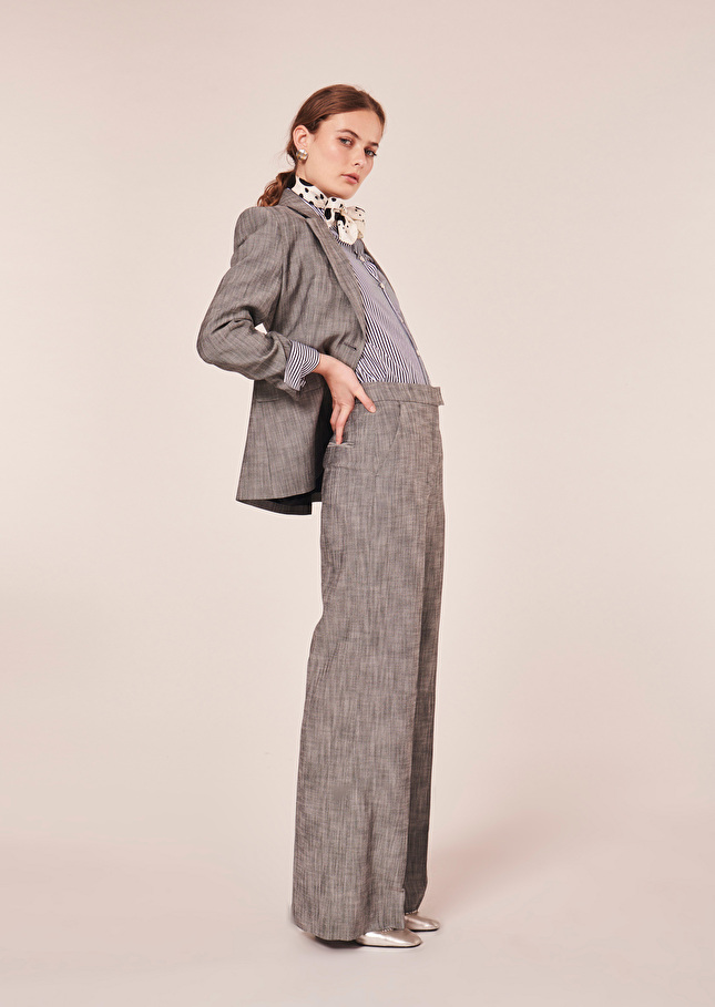 Pantalon Primaveragris en tissu flammé