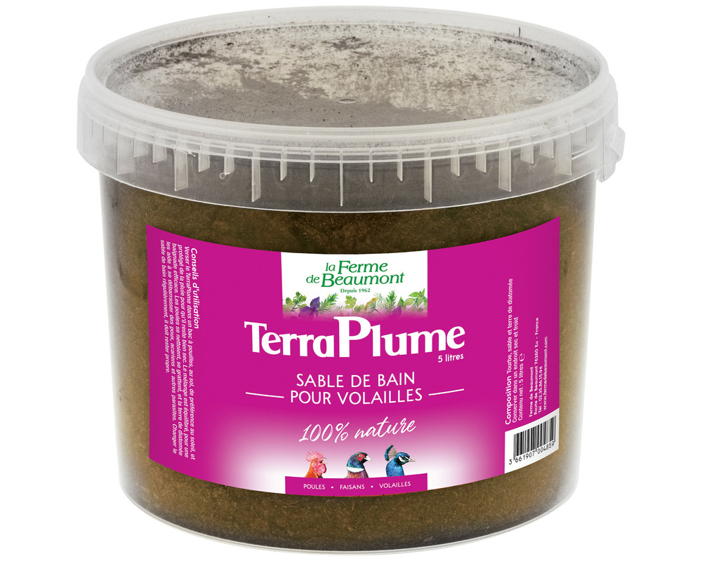 Terraplume 5 litres • sable de bain pour poules • soin des plumes et du plumage