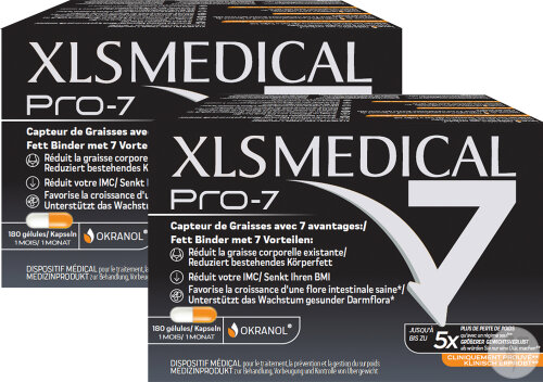 XLS Medical Pro-7 Capteur De Graisse En 7 Avantages Cliniquement Prouvés Pack 2x180 Gélules