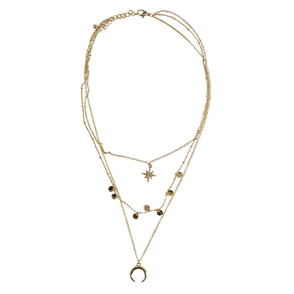 Collier 2 rangs avec feuille palmier et perle