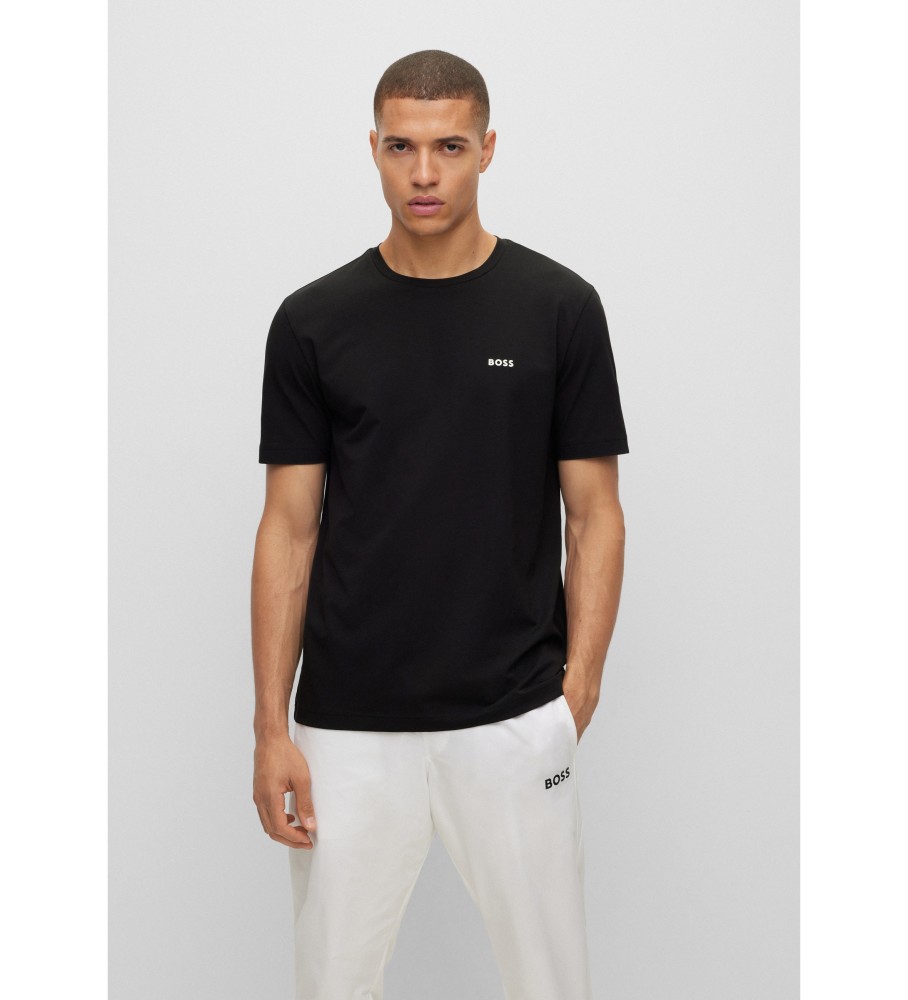 Conjunto de 2 camisetas com o logotipo da BOSS, uma preta e outra branca.
