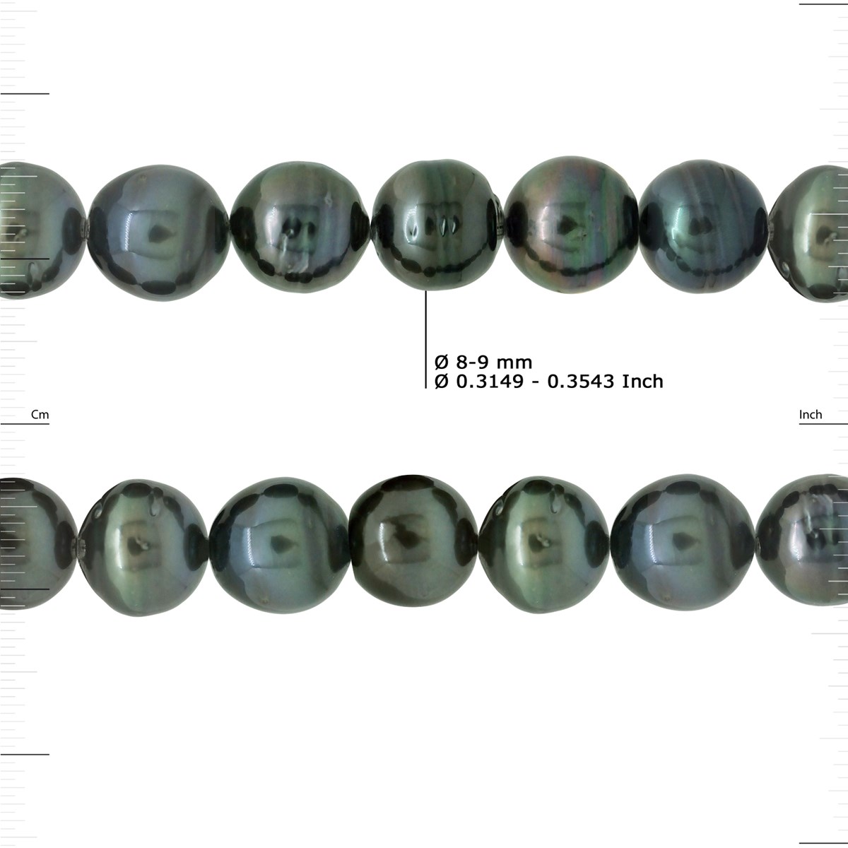 Sautoir Rang Perle de Tahiti Cerclées 8-9 mm
