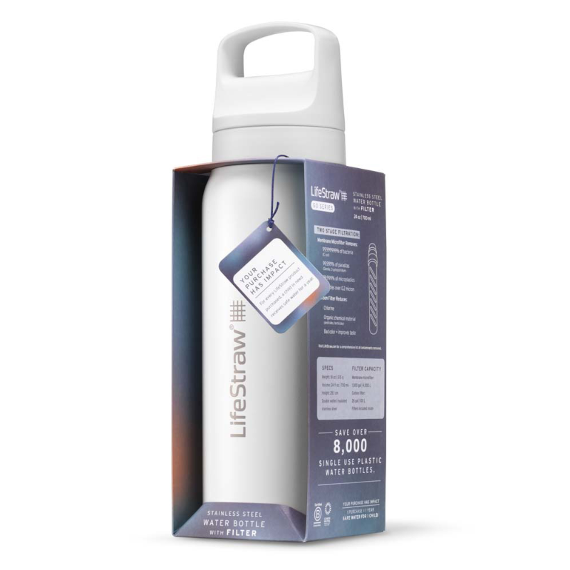 LifeStraw Go 2.0 1L witte geïsoleerde RVS waterfilterfles