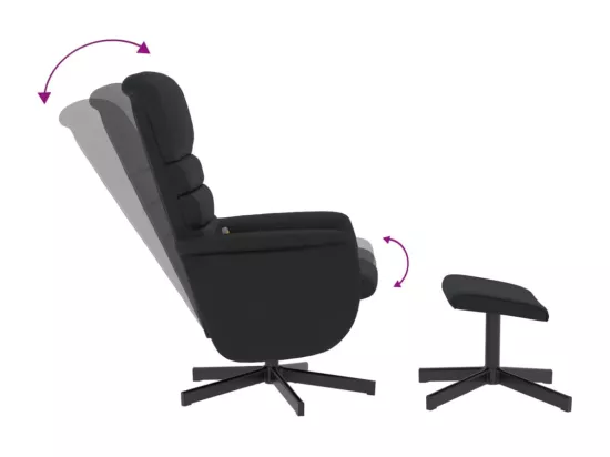 Fauteuil inclinable massant avec repose-pied noir similicuir