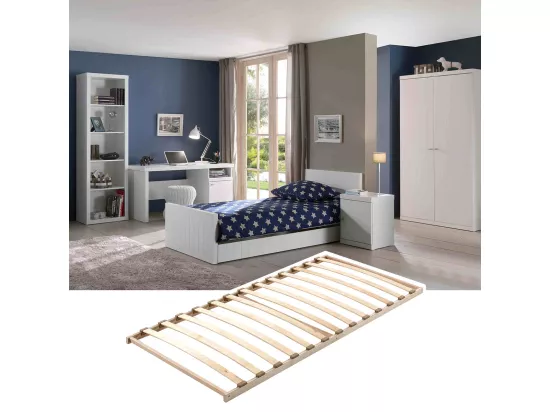CLEO - Chambre 90x200cm avec Sommier + Armoire + Pack Bureau